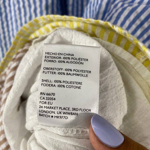 Urban Outfitters Midi Dress XS Colorblock Seersucker Striped Off Shoulder - Picture 11 of 13